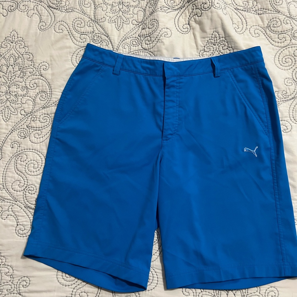 Puma Blue Flat Front Casual Shorts